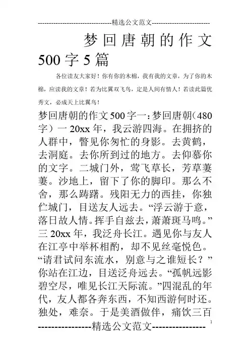 梦回唐朝的作文500字5篇