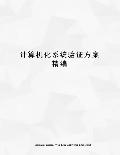 计算机化系统验证方案精编