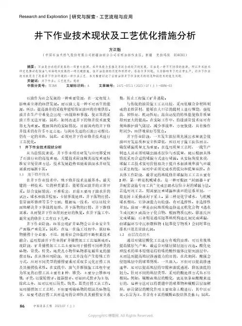 井下作业技术现状及工艺优化措施分析