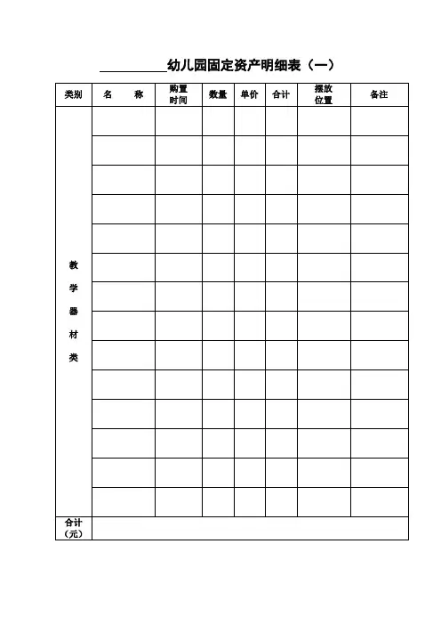 幼儿园固定资产明细表