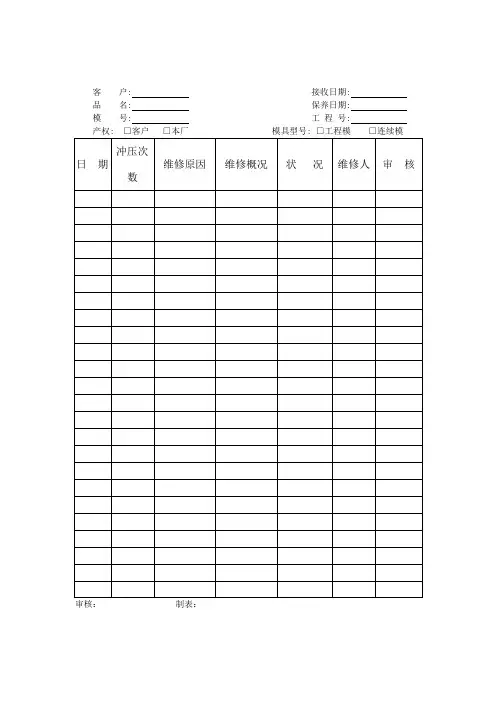 模具履历表