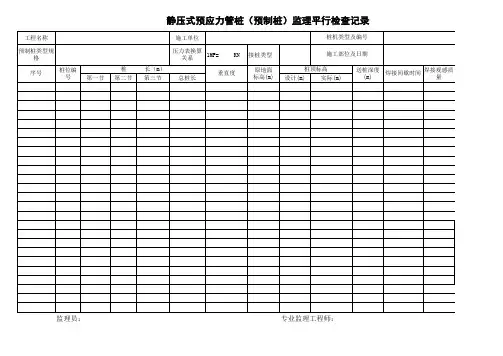 静压式预应力管桩(预制桩)监理平行检验记录1