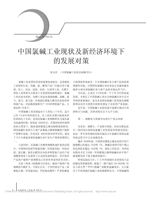 中国氯碱工业现状及新经济环境下的发展对策(1)