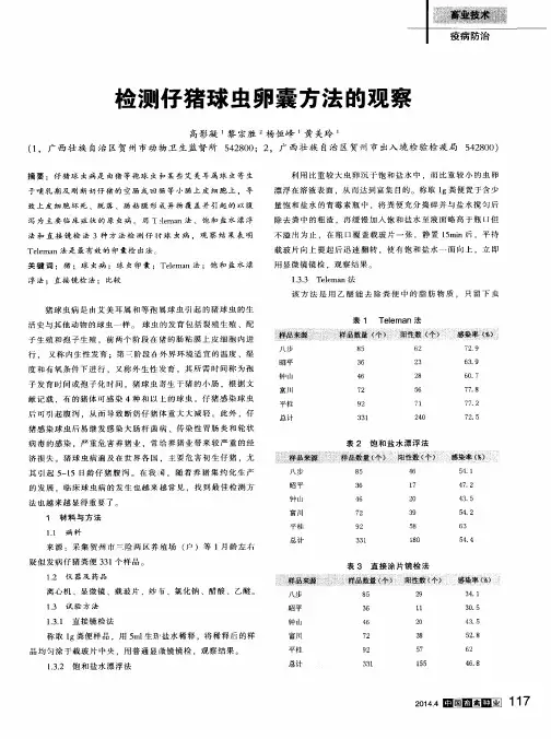 检测仔猪球虫卵囊方法的观察