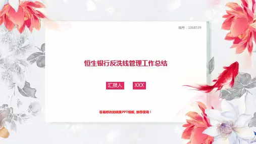 精选框架完整PPT-白色清新文艺恒生银行反洗钱管理2017年终个人工作总结述职报告与2018年工作计划模板PPT