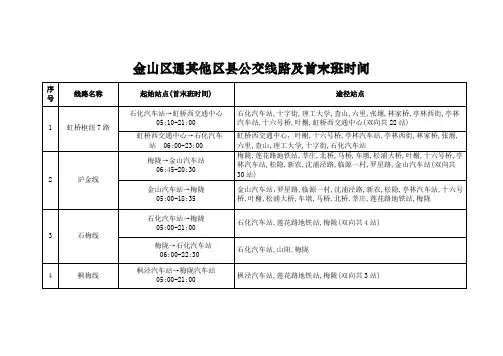 金山区区县公交线路及首末班时间