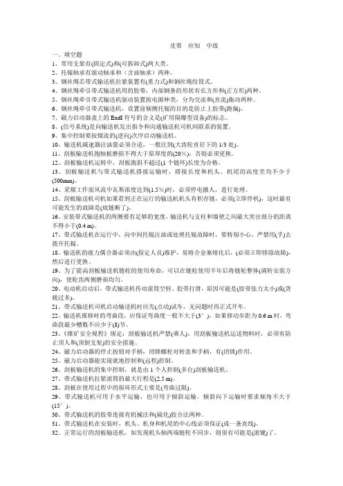 皮带  应知  中级