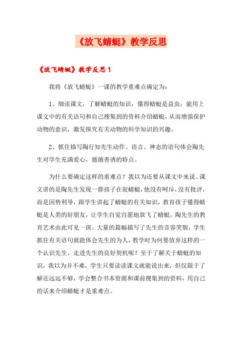 《放飞蜻蜓》教学反思