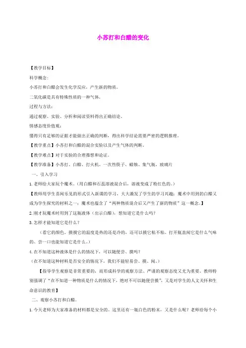 六年级科学下册 小苏打和白醋的变化3教案 教科版 (2)