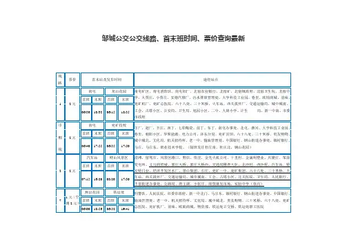 邹城公交公交线路首末班时间票价查询2014.10.1最新