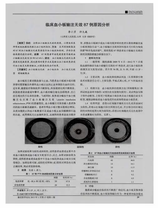 临床血小板输注无效87例原因分析