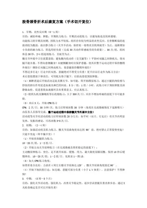 股骨颈骨折术后康复方案