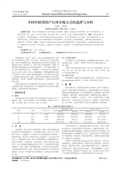 不同年龄段的产妇对分娩方式的选择与分析