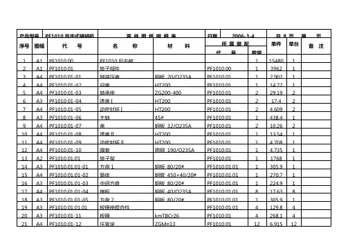 PF1010图纸清单