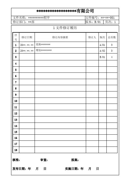 ISO 程序文件格式样板