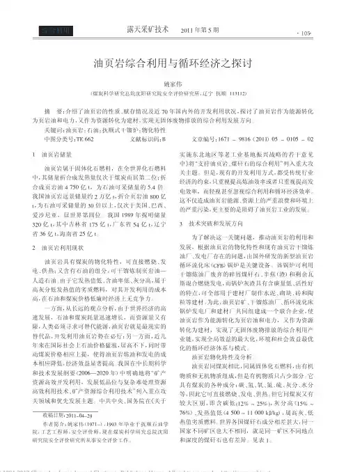 油页岩综合利用与循环经济之探讨