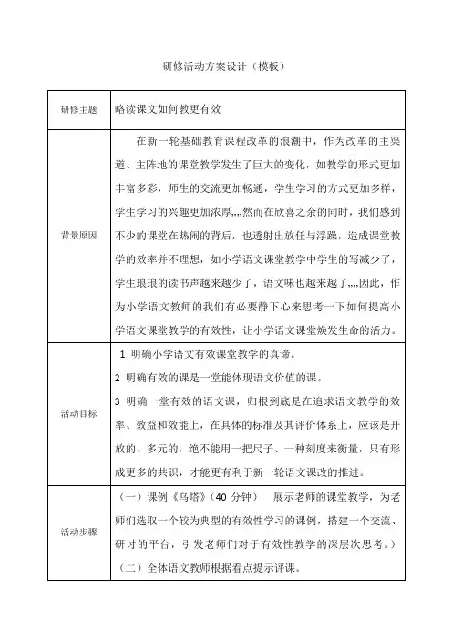 研修活动设计方案(模板)