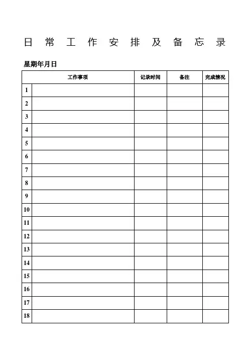 日常工作备忘录表格