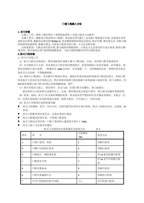 门窗工程施工方法