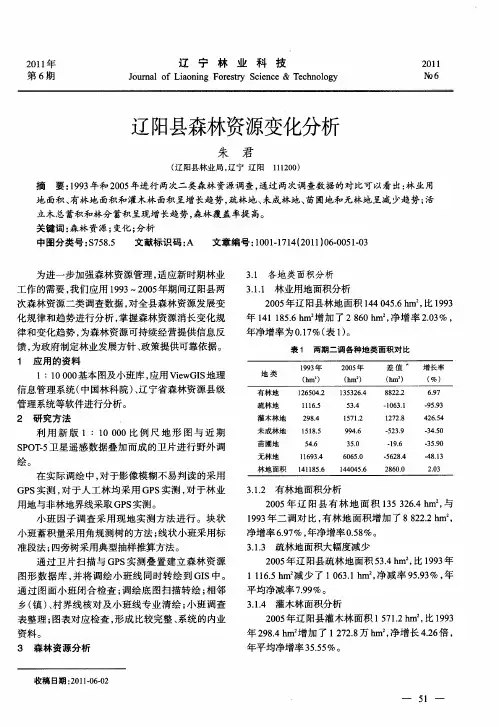 辽阳县森林资源变化分析