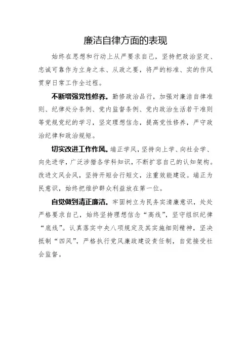 廉洁自律方面的表现 2