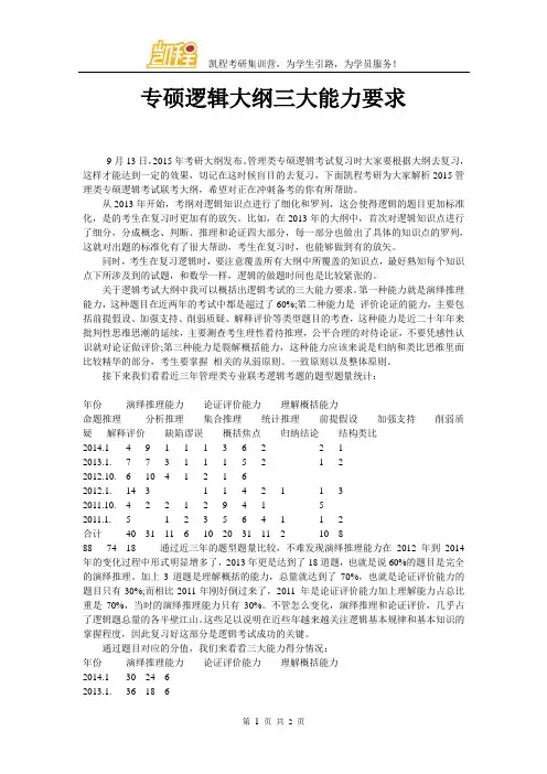 专硕逻辑大纲三大能力要求