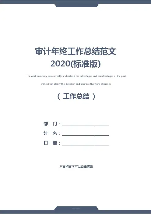 审计年终工作总结范文2020(标准版)