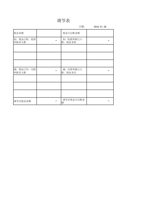 现金日记账调节表