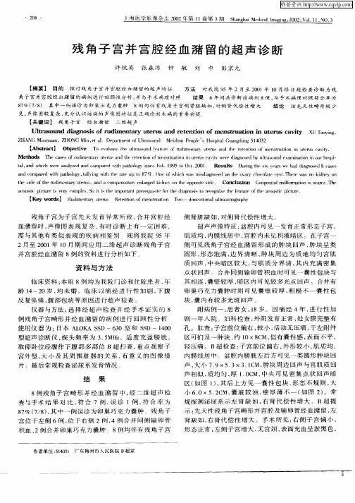 残角子宫并宫腔经血潴留的超声诊断