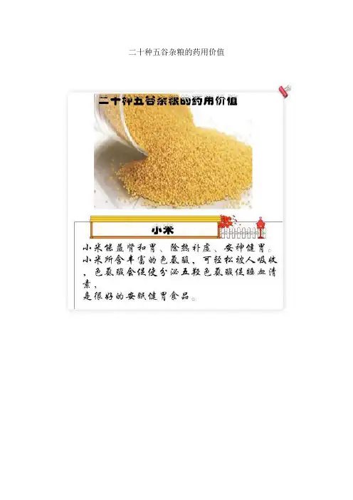 二十种五谷杂粮的药用价值
