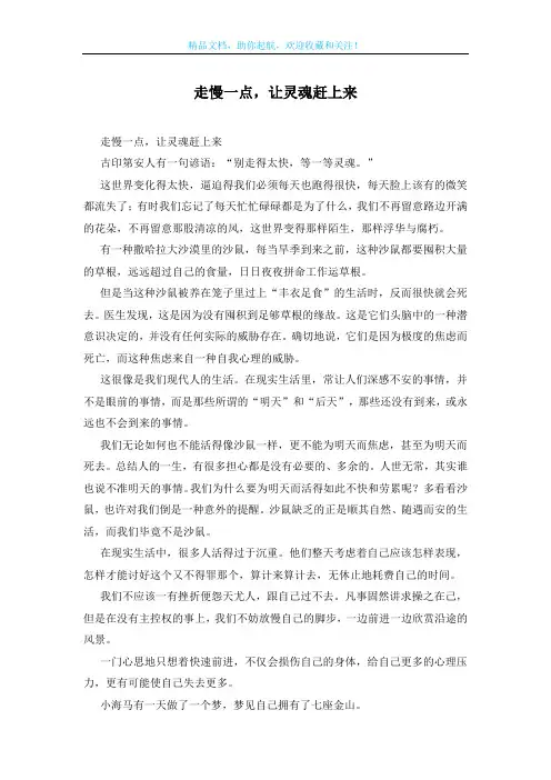 走慢一点,让灵魂赶上来