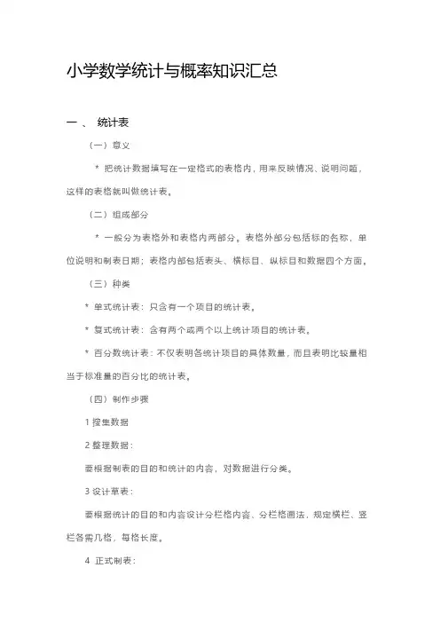 小学数学统计与概率知识汇总