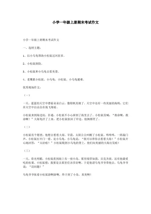 小学一年级上册期末考试作文