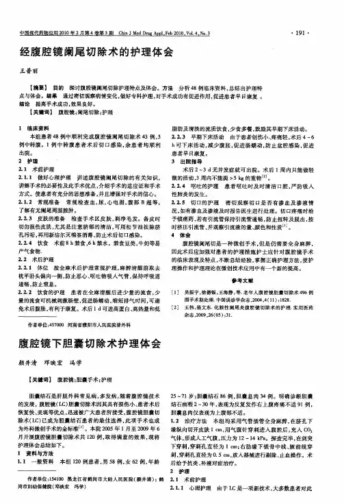 经腹腔镜阑尾切除术的护理体会