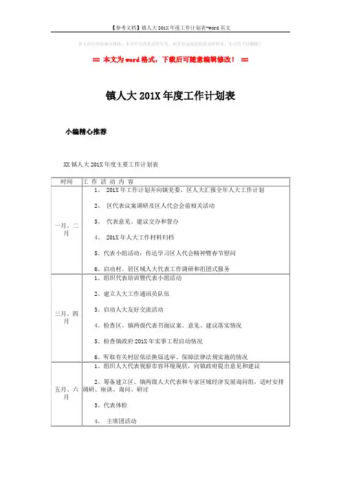 【参考文档】镇人大201X年度工作计划表-word范文 (2页)