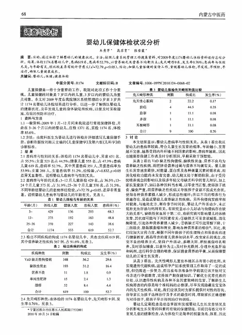 婴幼儿保健体检状况分析