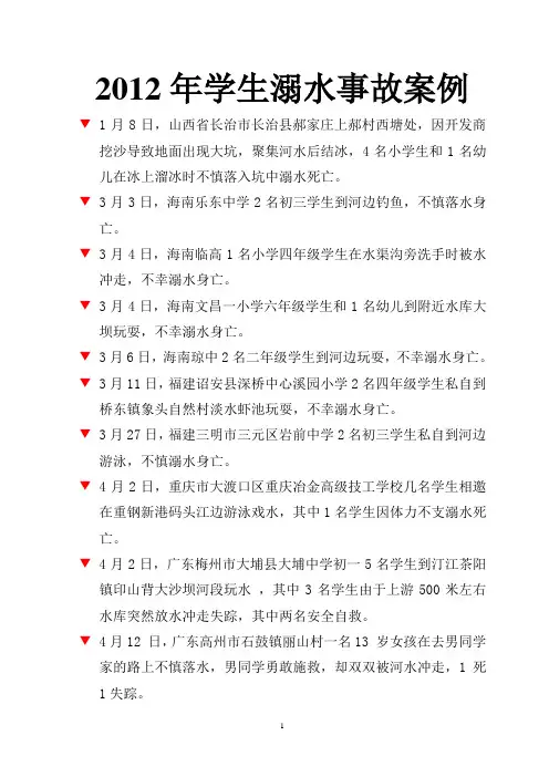 学生溺水事故案例