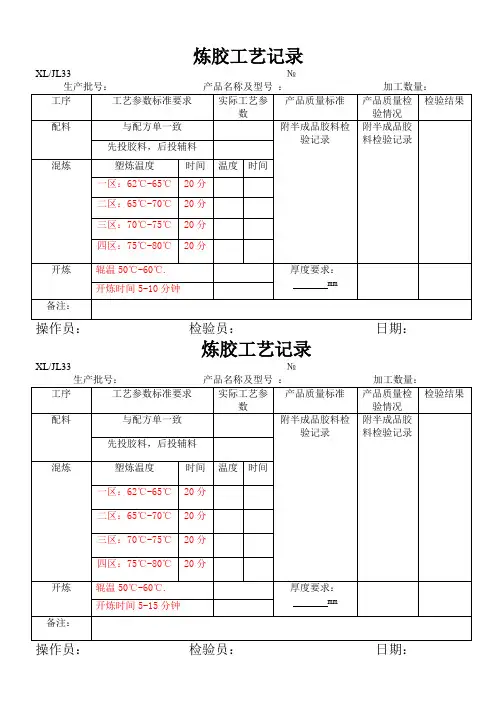 炼胶工艺记录
