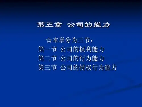 第五章  公司的能力