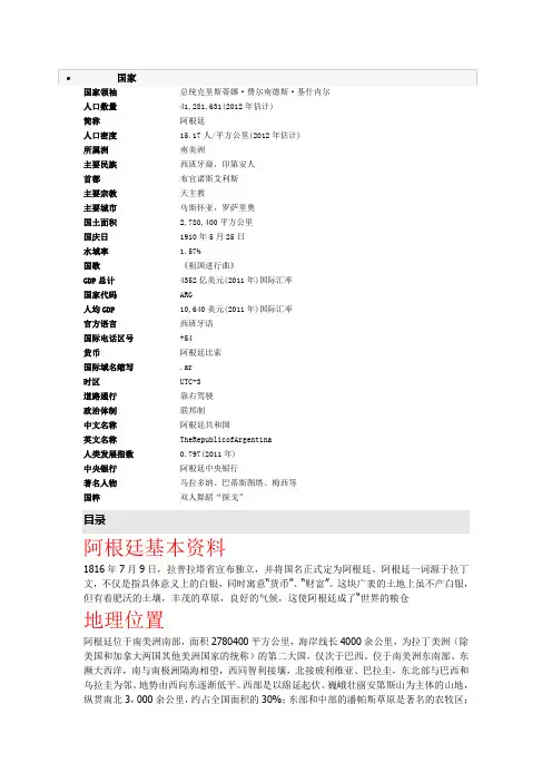 阿根廷国家资料