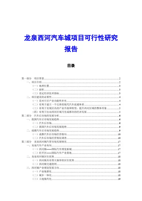 龙泉西河汽车城项目可行性研究报告