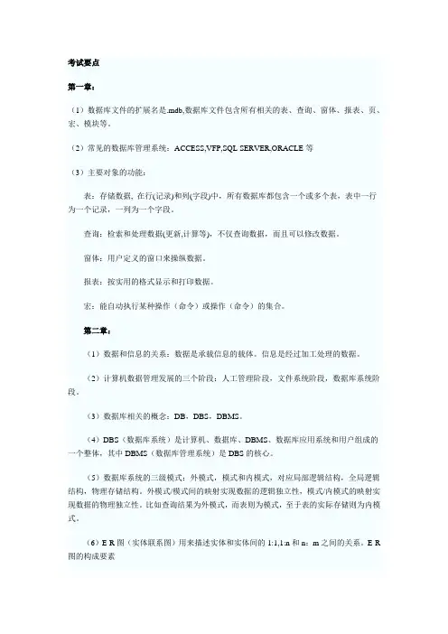 计算机二级考试要点