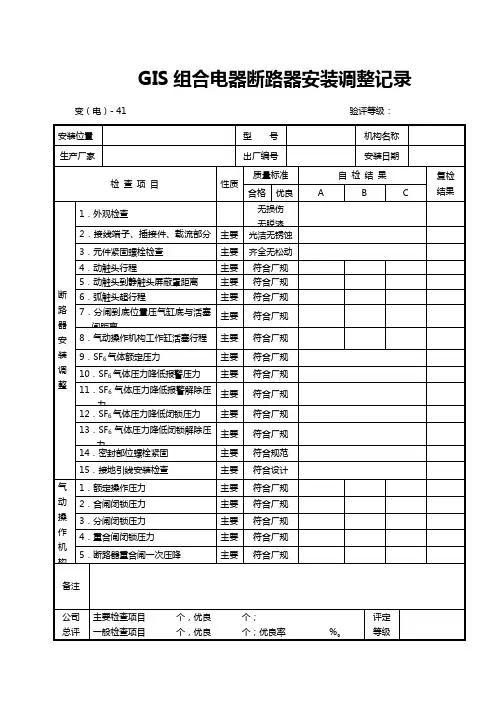 GIS组合电器记录