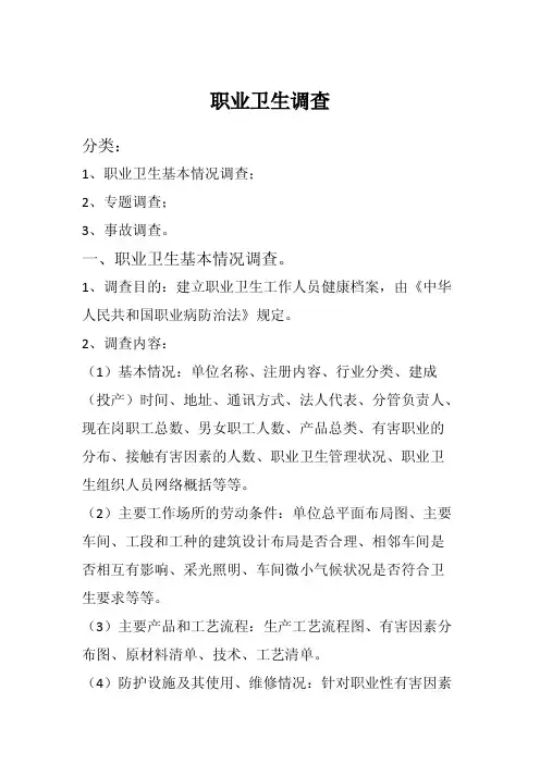 职业卫生调查