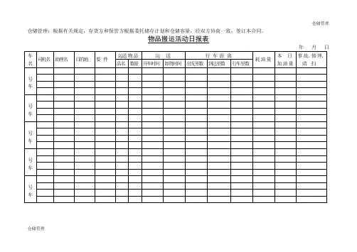 物品搬运活动日报表