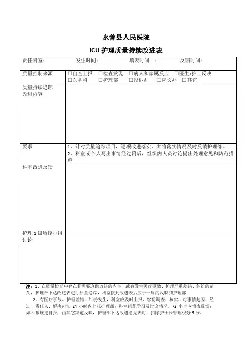 护理质量持续改进表 2