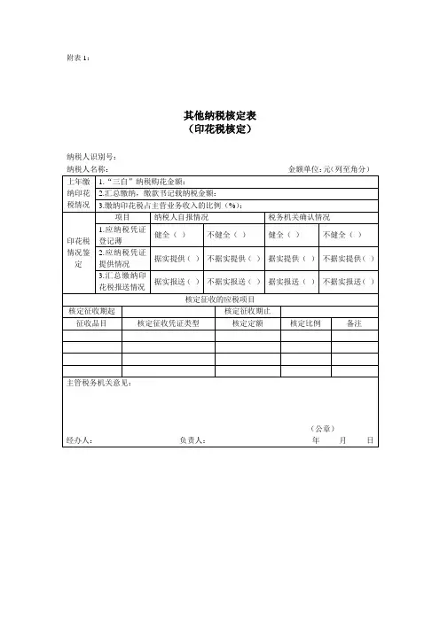 印花税核定表