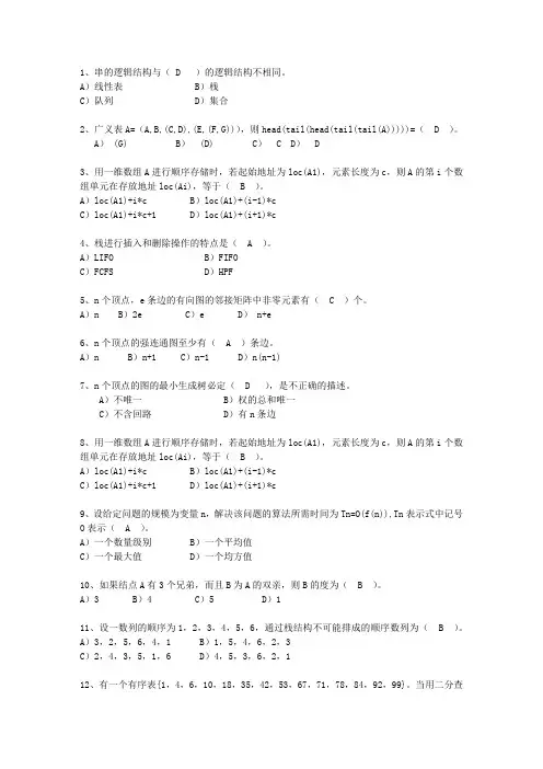 2010海南省JAVA版数据结构(必备资料)