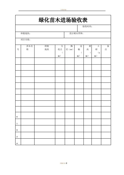 绿化苗木验收表 2