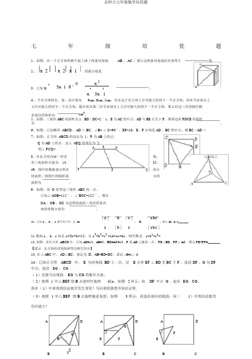 北师大七年级数学培优题